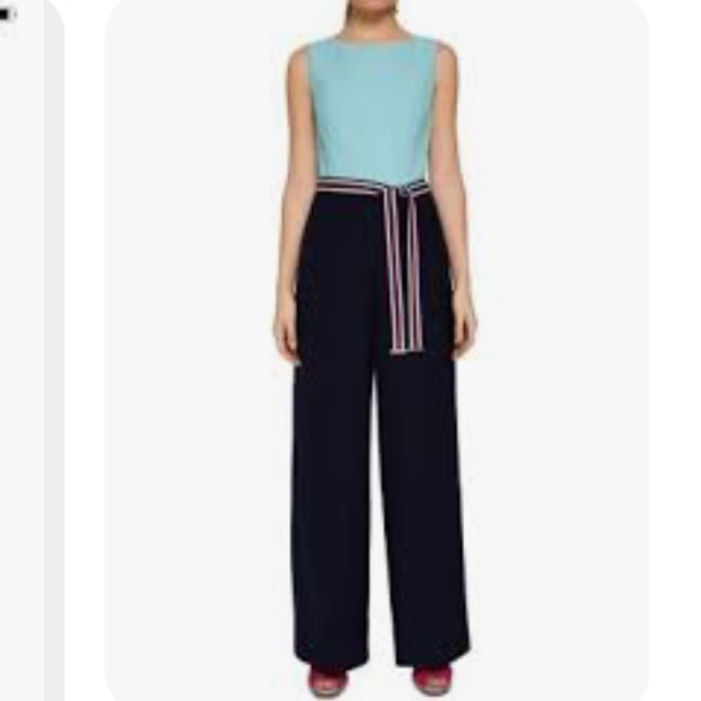Ted Baker Colour by Numbers Sleeveless Wide Leg Jumpsuit Size 4/6 Blue